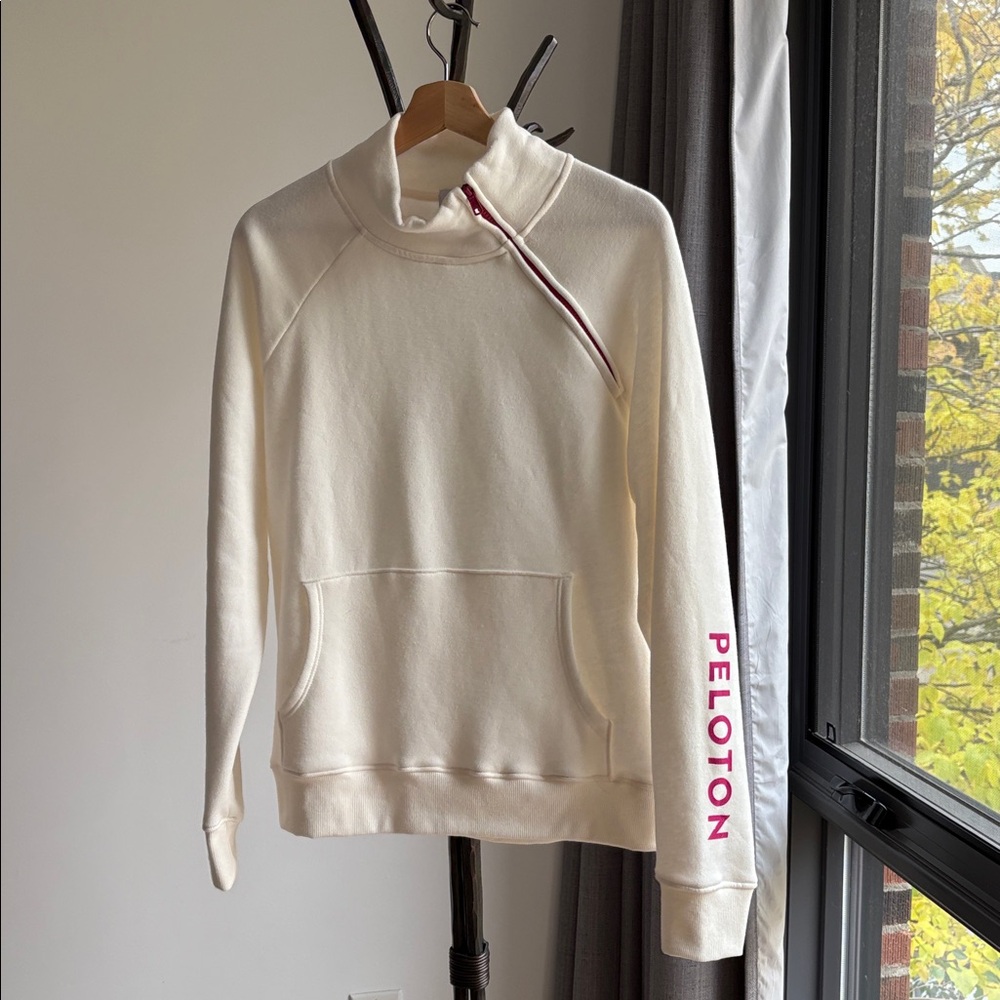 Peloton Cream Women's Sweatshirt with Pink Accents